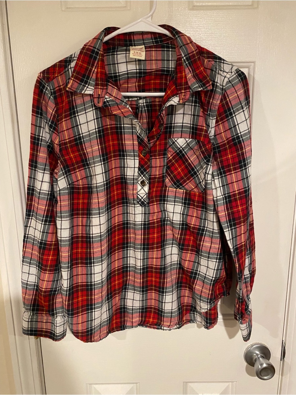 Faded Glory Red Black Plaid Button-Up Shirt
